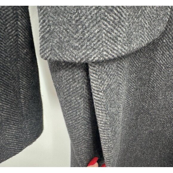Vintage Forecaster of Boston 12 Gray Coat Cashmere Velvet Collar Herringbone Woo - Picture 7 of 15